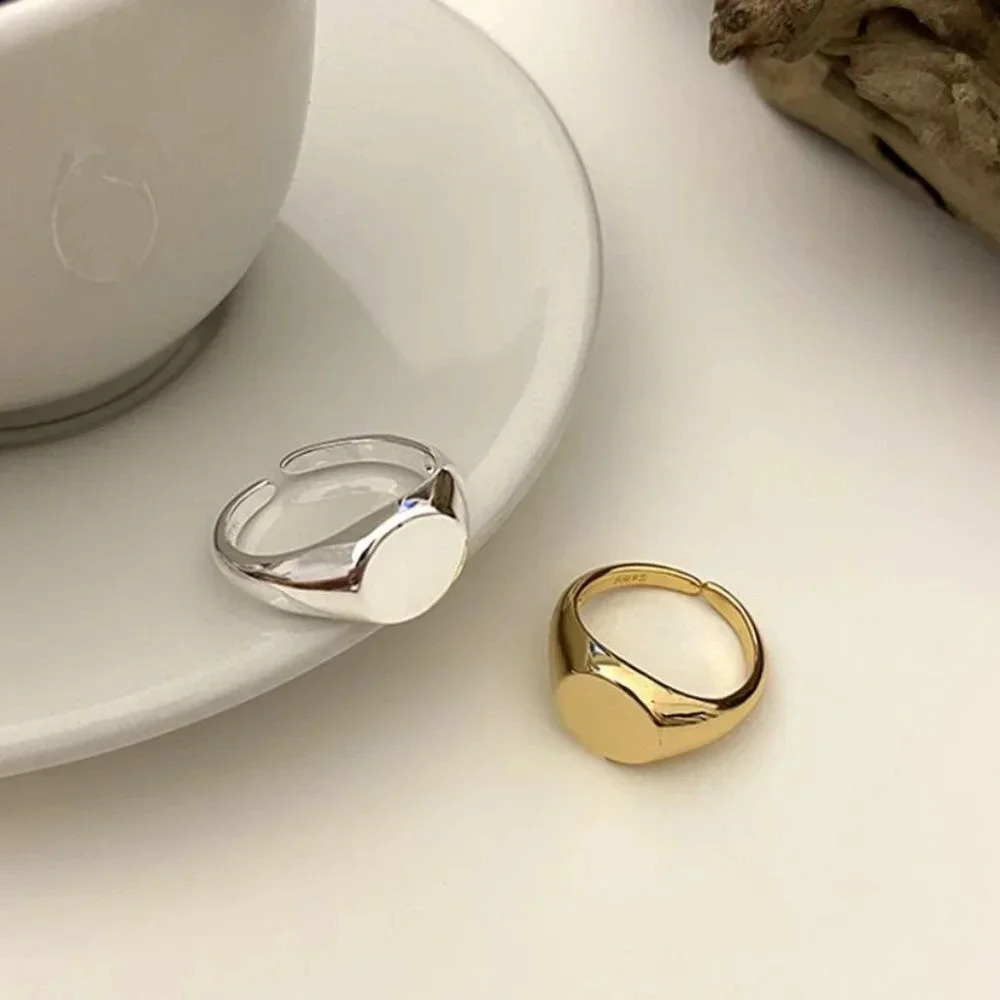 Minimalist 925 Sterling Silver Signet Ring Minimalist Dainty Ring - Picture 2 of 4